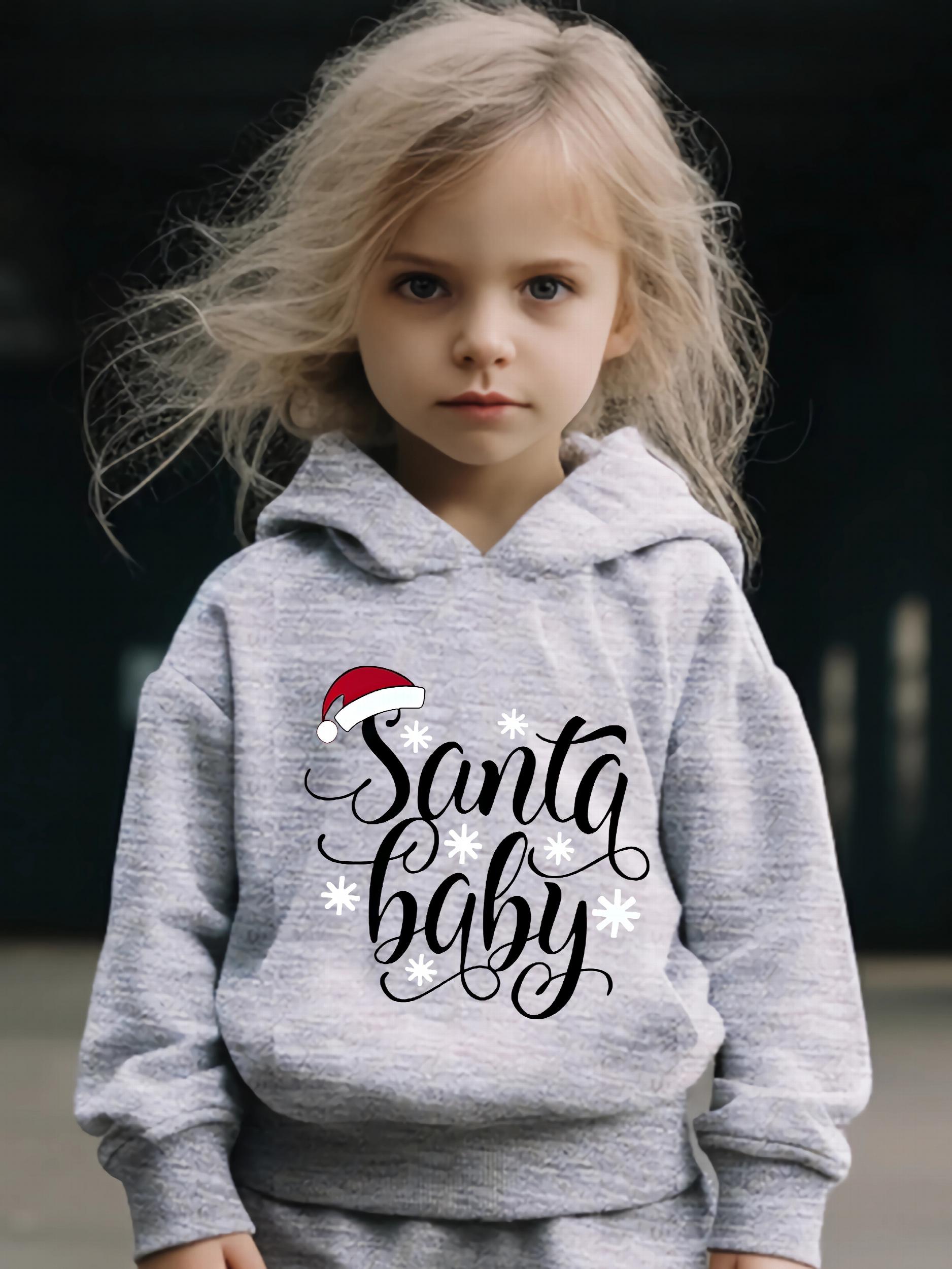 Cartoon Santa Baby Hooded Sweatshirt & Sweatpants Set for Girls