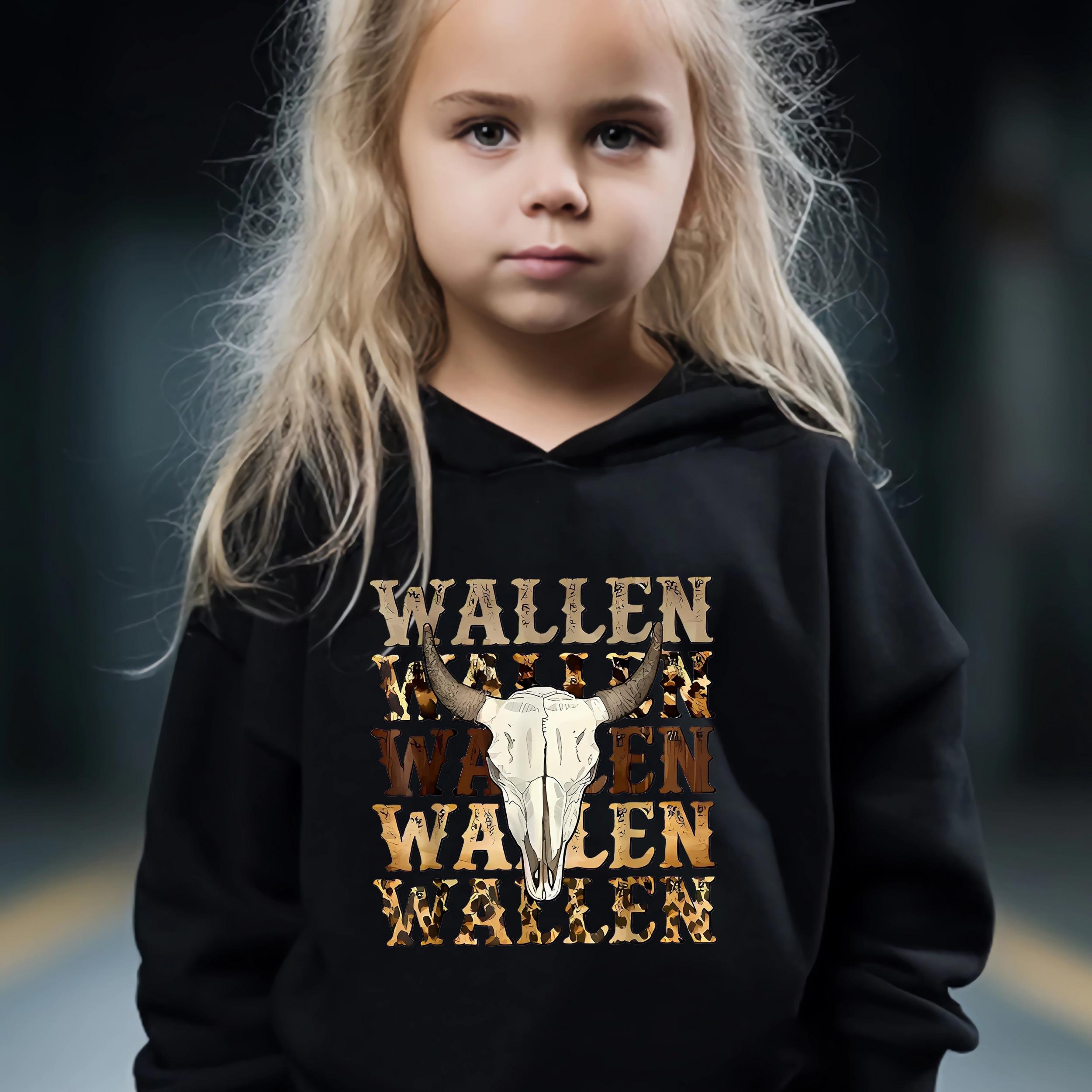Bull Pattern Long Sleeve Hooded Sweatshirt Girls Comfy Hoodies Pullover
