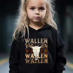 Bull Pattern Long Sleeve Hooded Sweatshirt Girls Comfy Hoodies Pullover