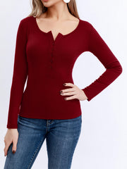 Sexy Button Front Bodysuit with Notched Neck
