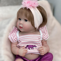 46cm Reborn Doll Open Eyes 2 Outfits Waterproof Rooted Hair Perfect Gift