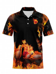 Men's Casual Bowling Sports Short Sleeve Shirt Bowling Jersey