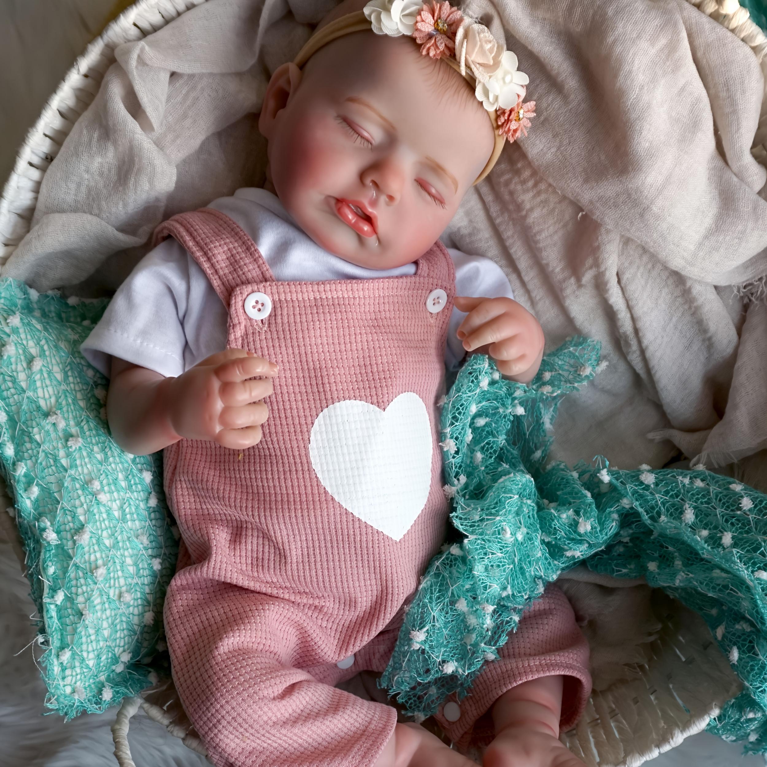 20" Reborn Kids Doll Pink Outfit Soft Cloth Body 3D Skin Clothes Bottle Gift