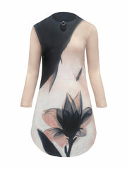 Floral Print Long Sleeve Stretch Dress