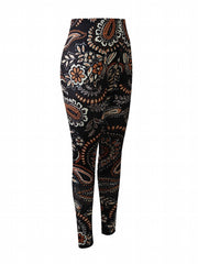 Paisley Print Yoga Workout Pants High Stretch Running Sports Fitness Leggings