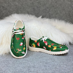 Women's Christmas Cartoon Print Skateboard Shoes Lightweight Sneakers
