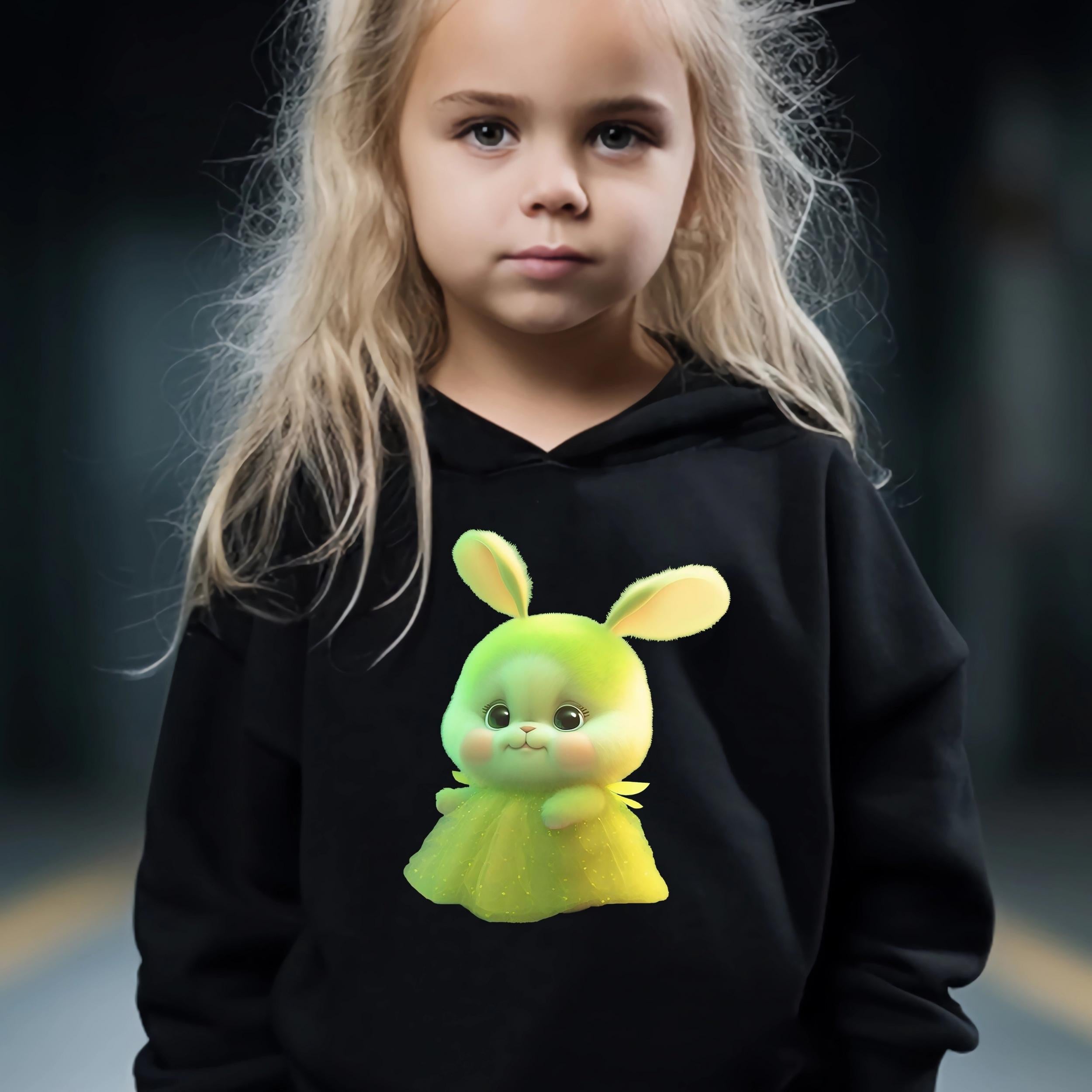 Bunny Graphic 2pcs Set Girls Casual Comfy Breathable Activewear Set