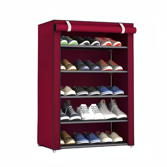 1pc Large Capacity Shoe Rack With Dust-Proof Curtain - Maximize Shoe Storage