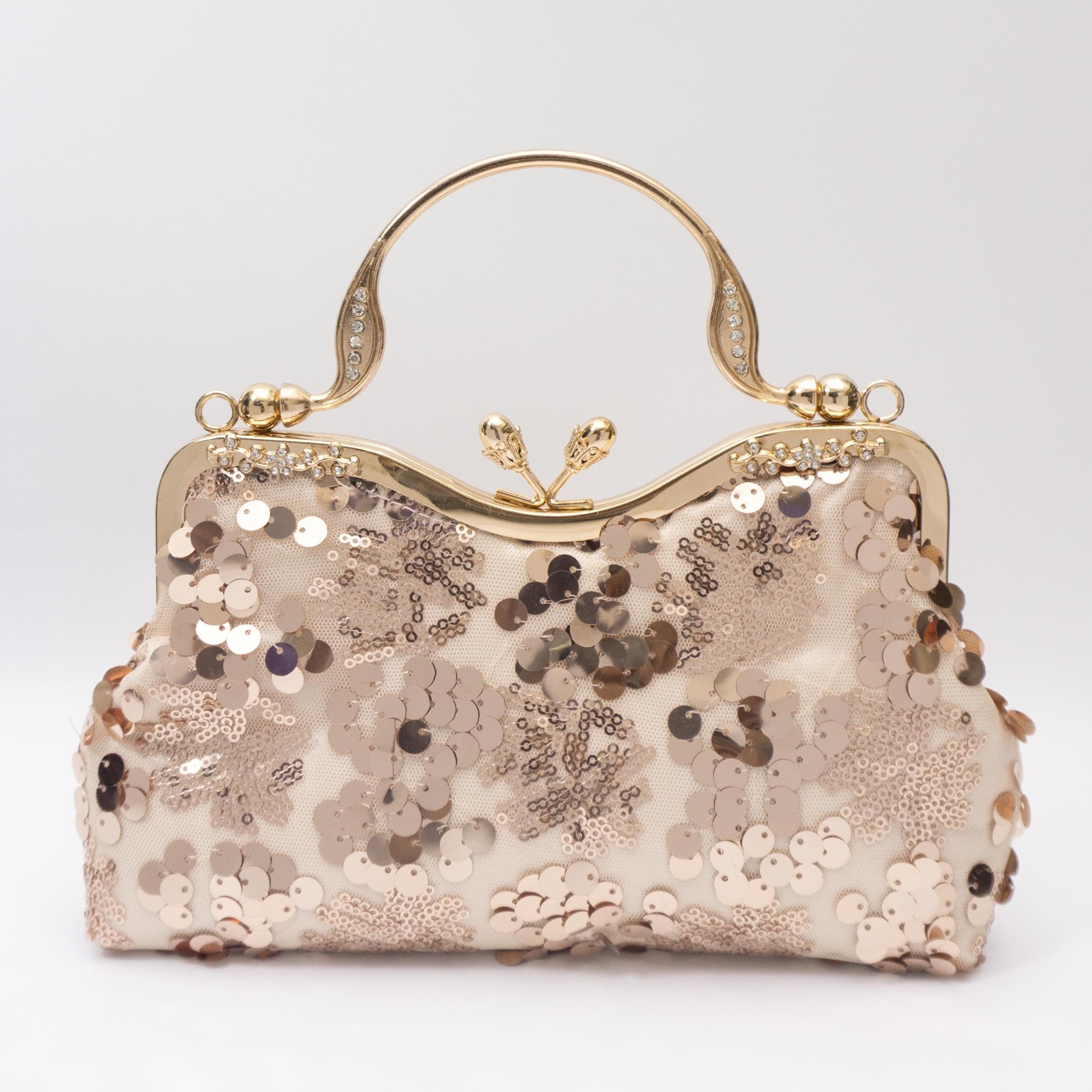 Sequins Evening Bag Kiss Lock Clutch Purse Wedding Handbags