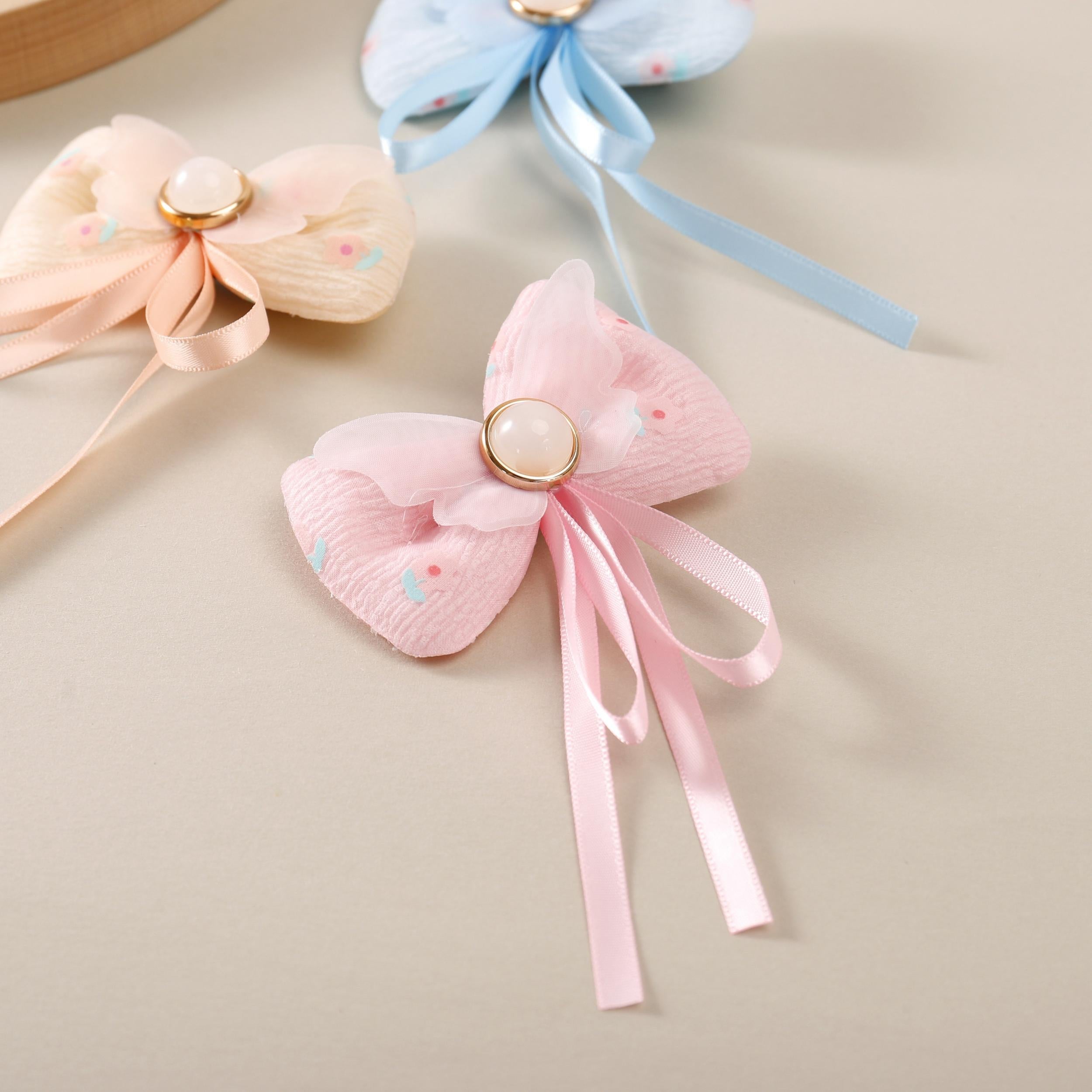 6pcs Bow Streamer Hairpin Princess Hair Clips for Baby Girls