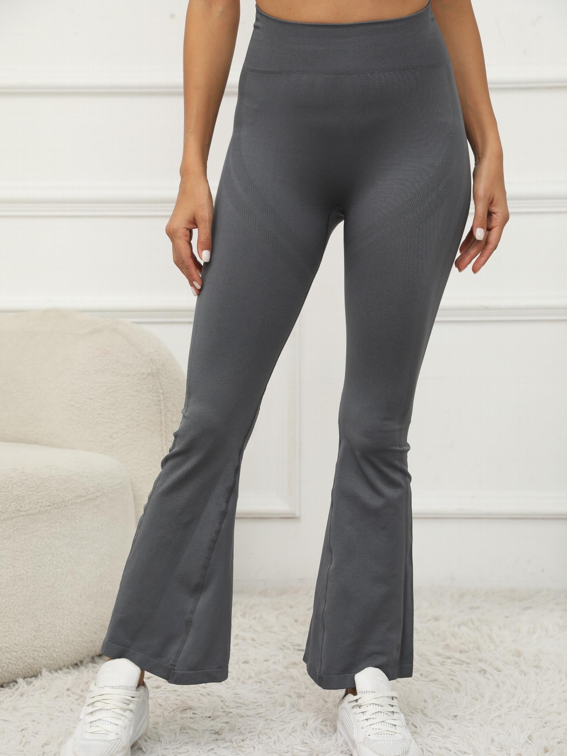 High Waist Bell Bottom Yoga Pants Solid Flare Sports Pants