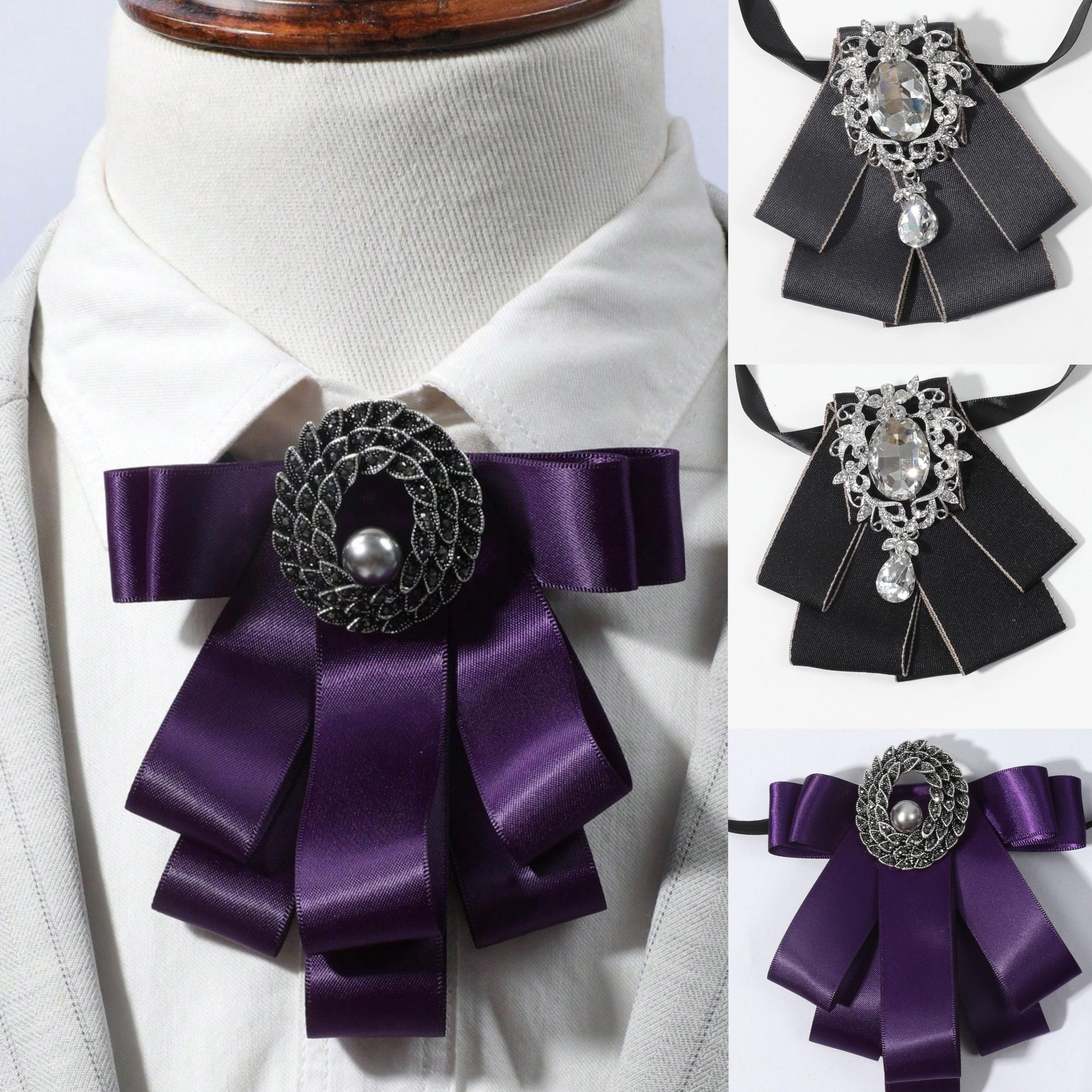 Elegant Diamond Bow Tie with Pearl Inlay