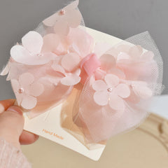 Baby Girls Flowers Mesh Bow Hair Clips Handcraft Headwear