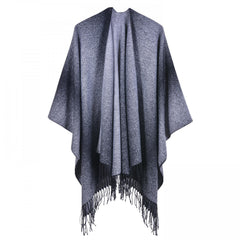 Gradient Cashmere Shawl Tassel Cape Scarf