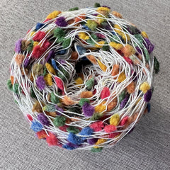 Rainbow Yarn With Pom Pom For DIY Crocheting Knitting Scarf Coat Crafts