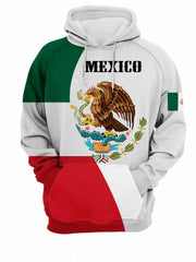 Mexico Pattern Print Hoodie Men's Casual Graphic Pullover Hooded Sweatshirt