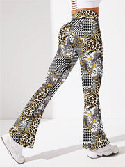 Leopard Print Yoga Flare Leg Pants High Stretch Hip Lifting Fitness Pants