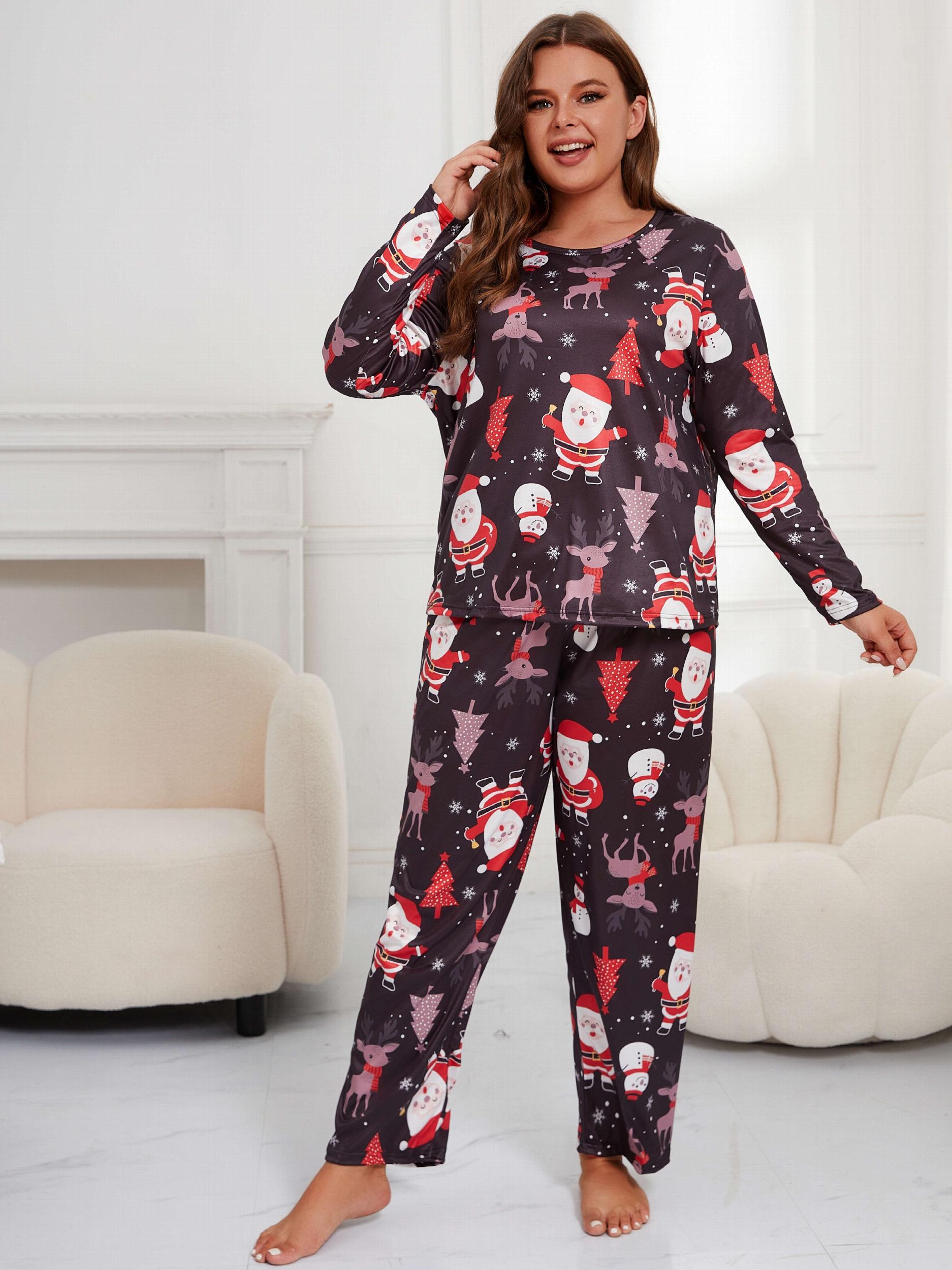 Christmas Loungewear Set Women's Plus Long Sleeve T shirt & Pants