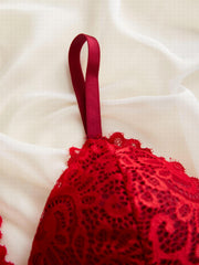 4pcs Wireless Lace Bras & Triangle Cups Women's Lingerie