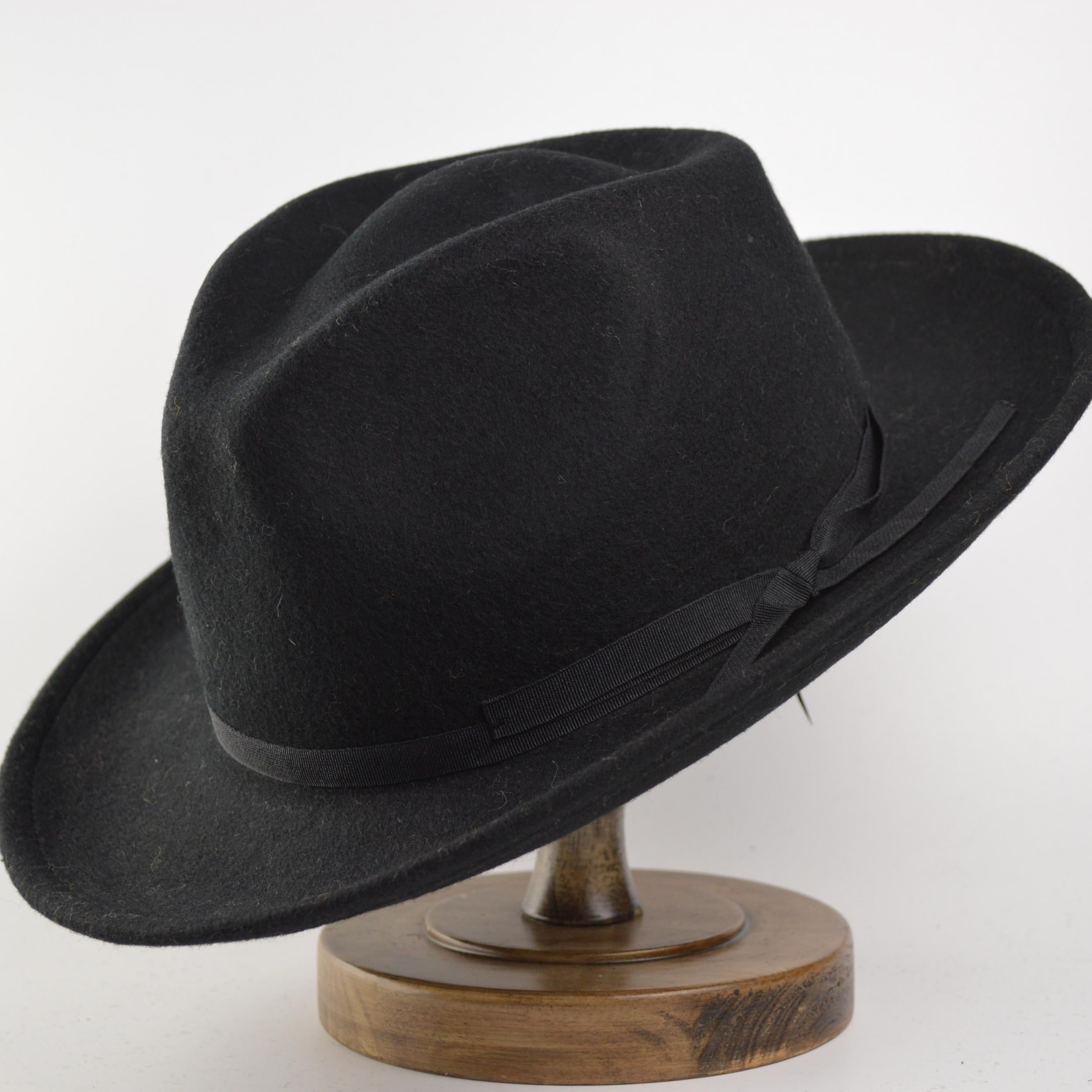 1pc Wool Fedora Large Brim Surprise Box Embroidered Feather Hat For Men