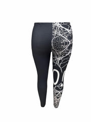 Women's Plus Spiderweb & Letter Print Leggings