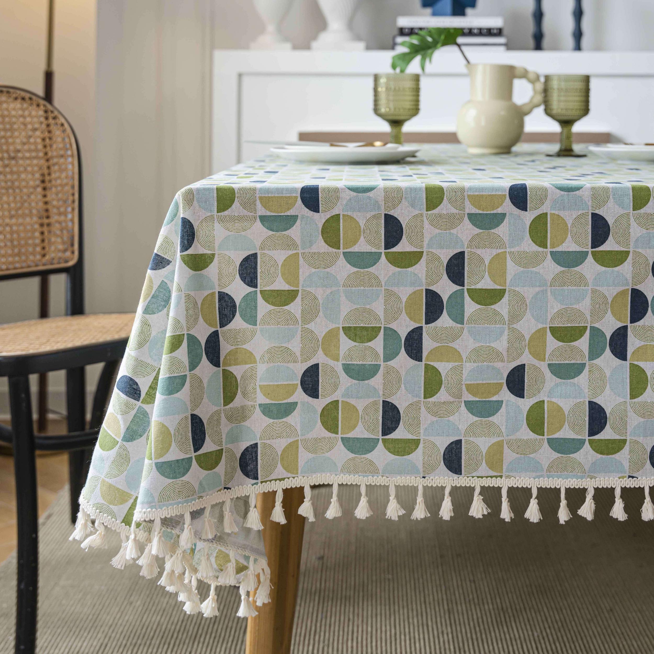 Boho Beige Tablecloth - Wrinkle Resistant & Washable