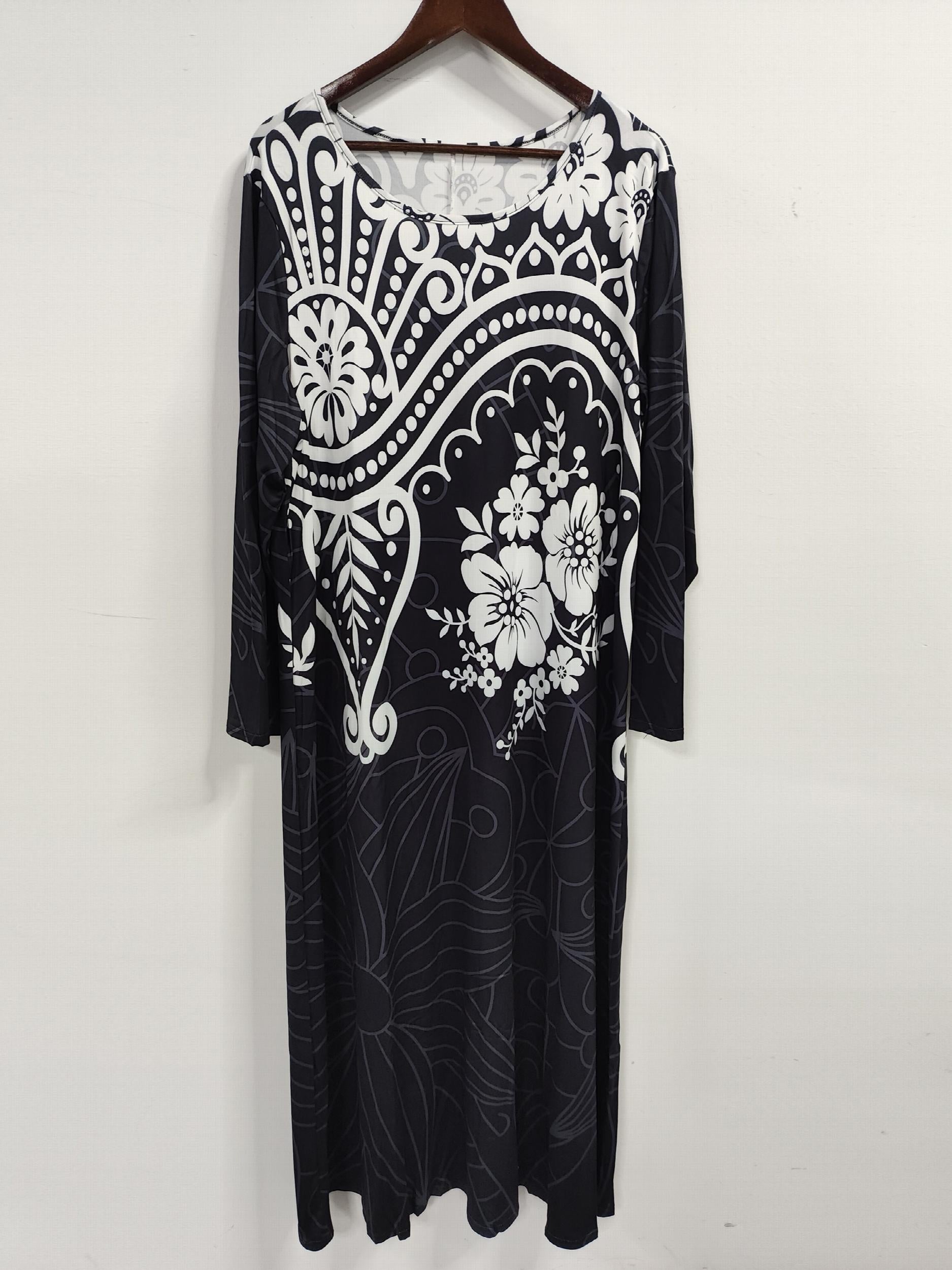 Floral Print Long Sleeve Maxi Dress