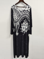 Floral Print Long Sleeve Maxi Dress