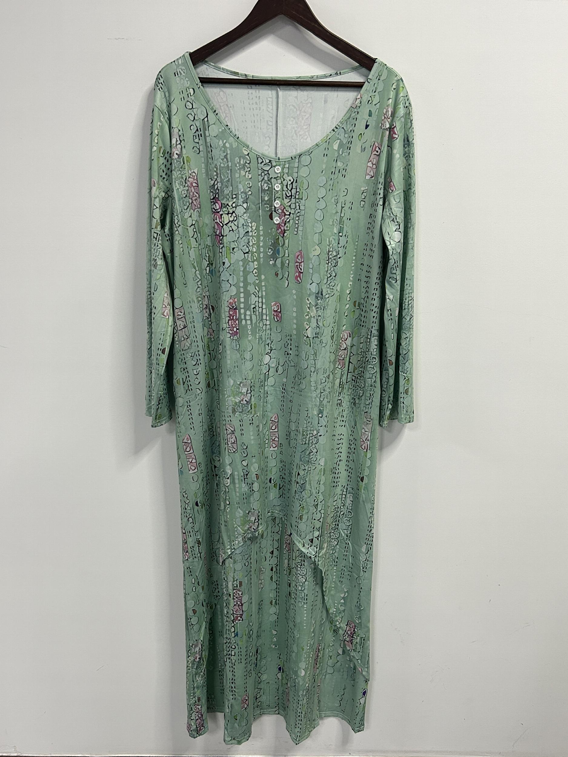 Floral Print Long Sleeve Maxi Dress with Pockets