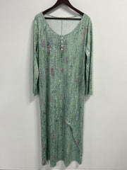 Floral Print Long Sleeve Maxi Dress with Pockets