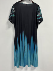 Women's Baroque Print V-Neck Short Sleeve Dress
