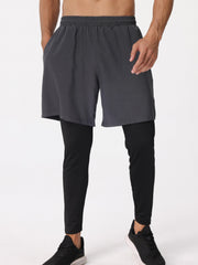 Men's Double Layer Stretch Sports Shorts - Summer Gym Workout