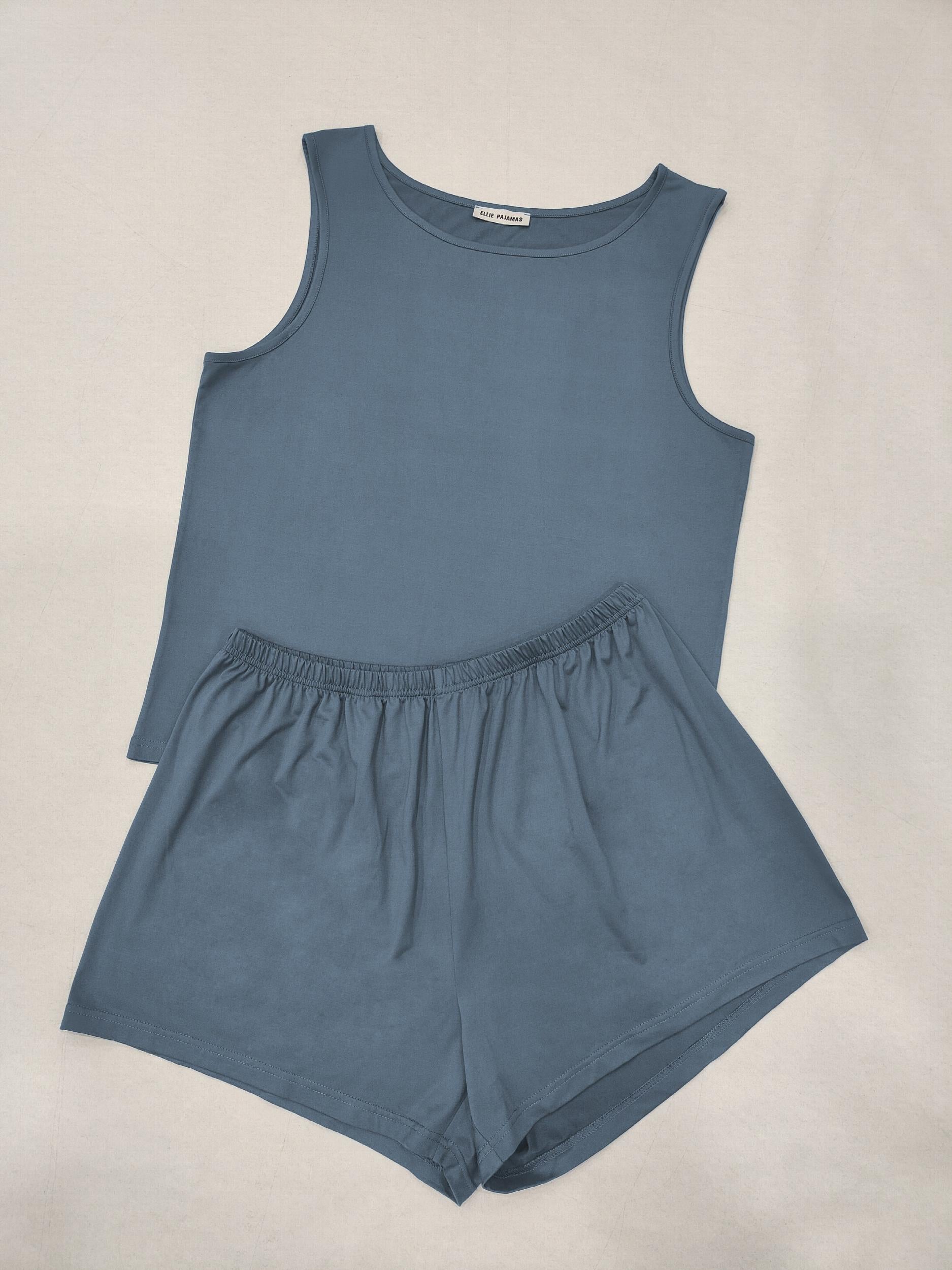 Loungewear Set Solid Round Neck Tank Top & Shorts Pajama Two Piece Set