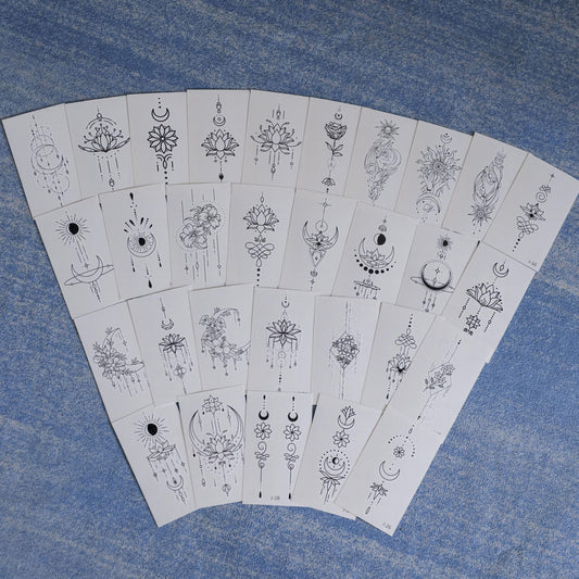 Moon Star Waterproof Temporary Tattoos, 30 Sheets