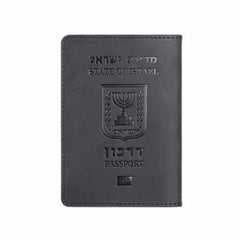 Leather Israeli Passport Cover Menorah Case Travel Wallet
