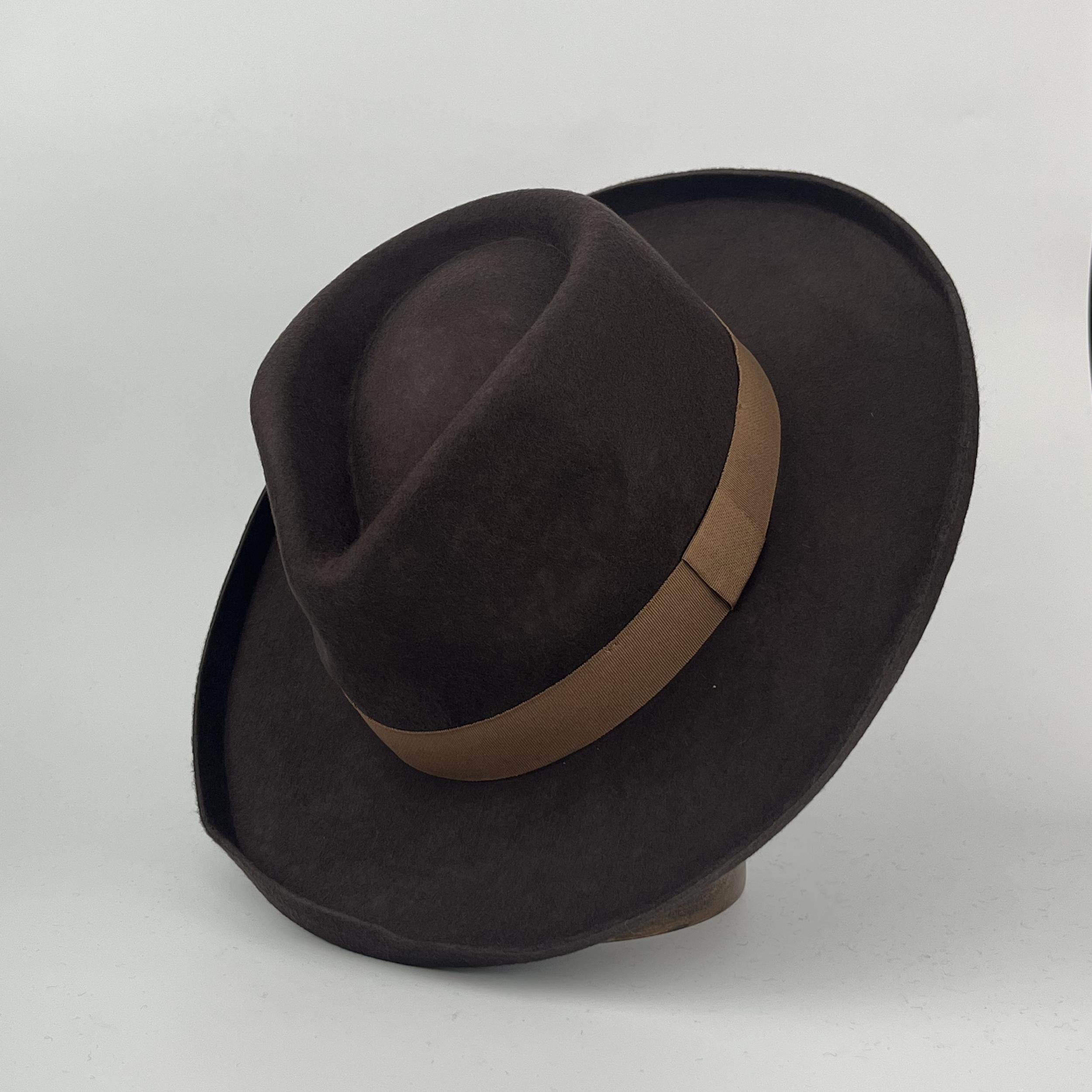 Brown Fedora Hats Jazz Hat with Big Brim Water for Men and Women