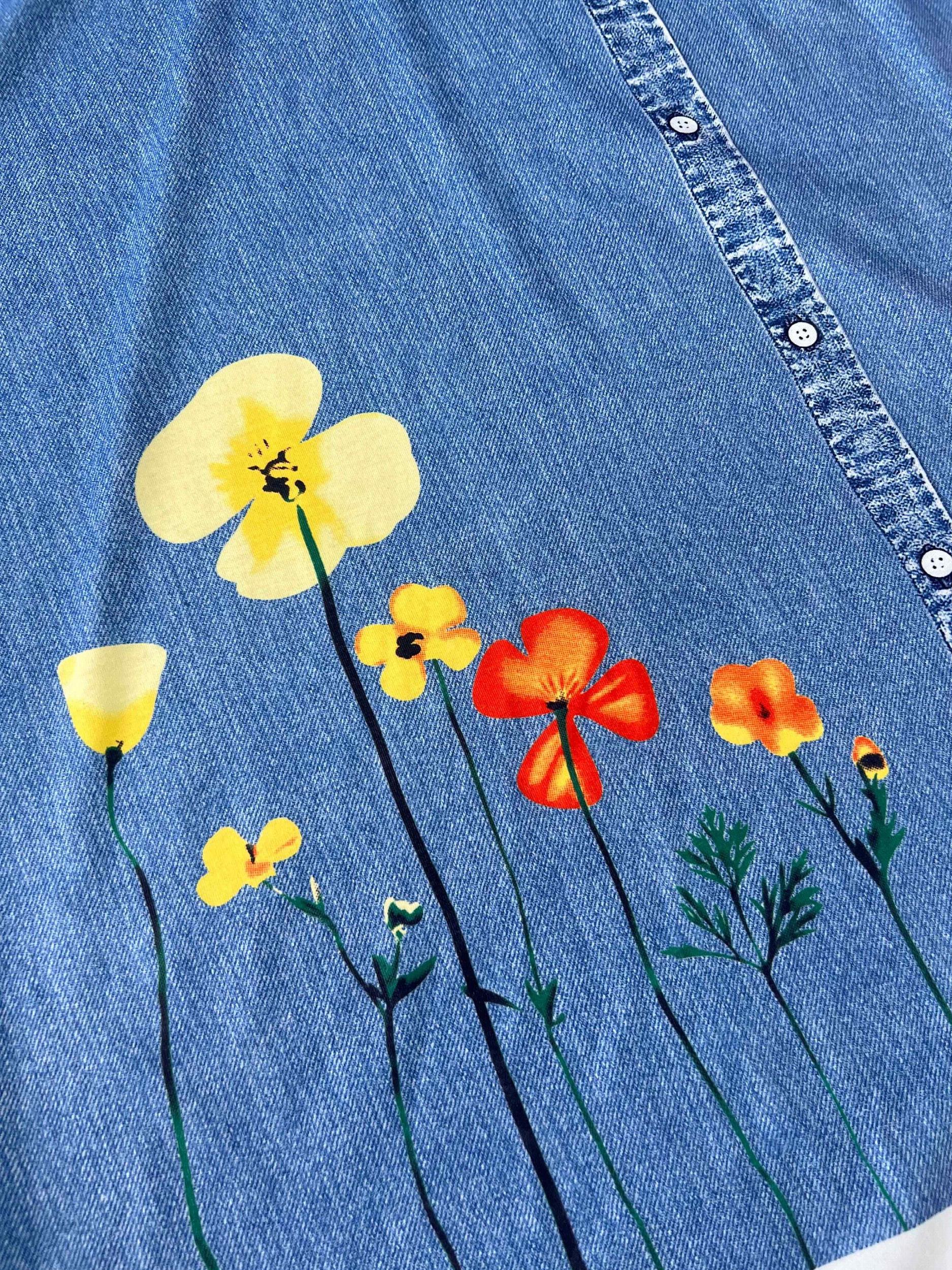 Women's Plus Floral & Denim Print Loose Tank Dress