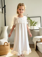 Kids Princess Palace Pajamas Robe Fairy Lace Hem Nightdress