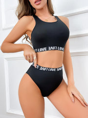 Letter Print Bra & Panties Lingerie Set