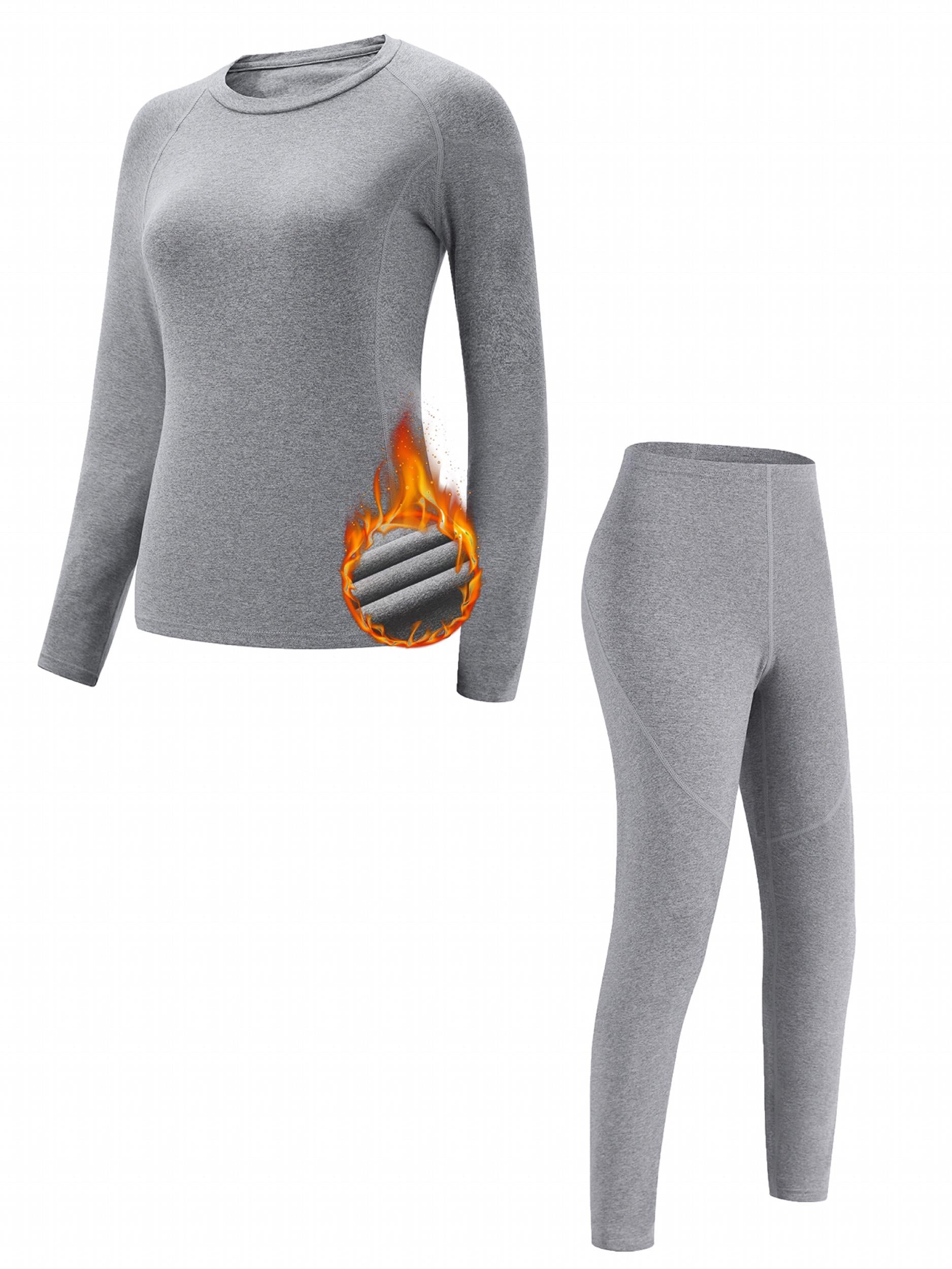 2pcs Thermal Suits: Long Sleeve Top & Base Layer Leggings for Winter Skiing