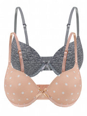 2pcs Polka Dot & Solid Push Up Bras Comfy & Breathable Bra