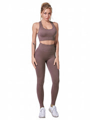 2pc Seamless Workout Set Crop Tank Top Sports Bra & Leggings Women's Activewear