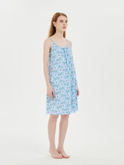 Floral Print Nightdress Crew Neck Sleep Dress Women's Sleepwear