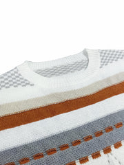 Casual Sweater Women's Plus Colorblock Stripe Print