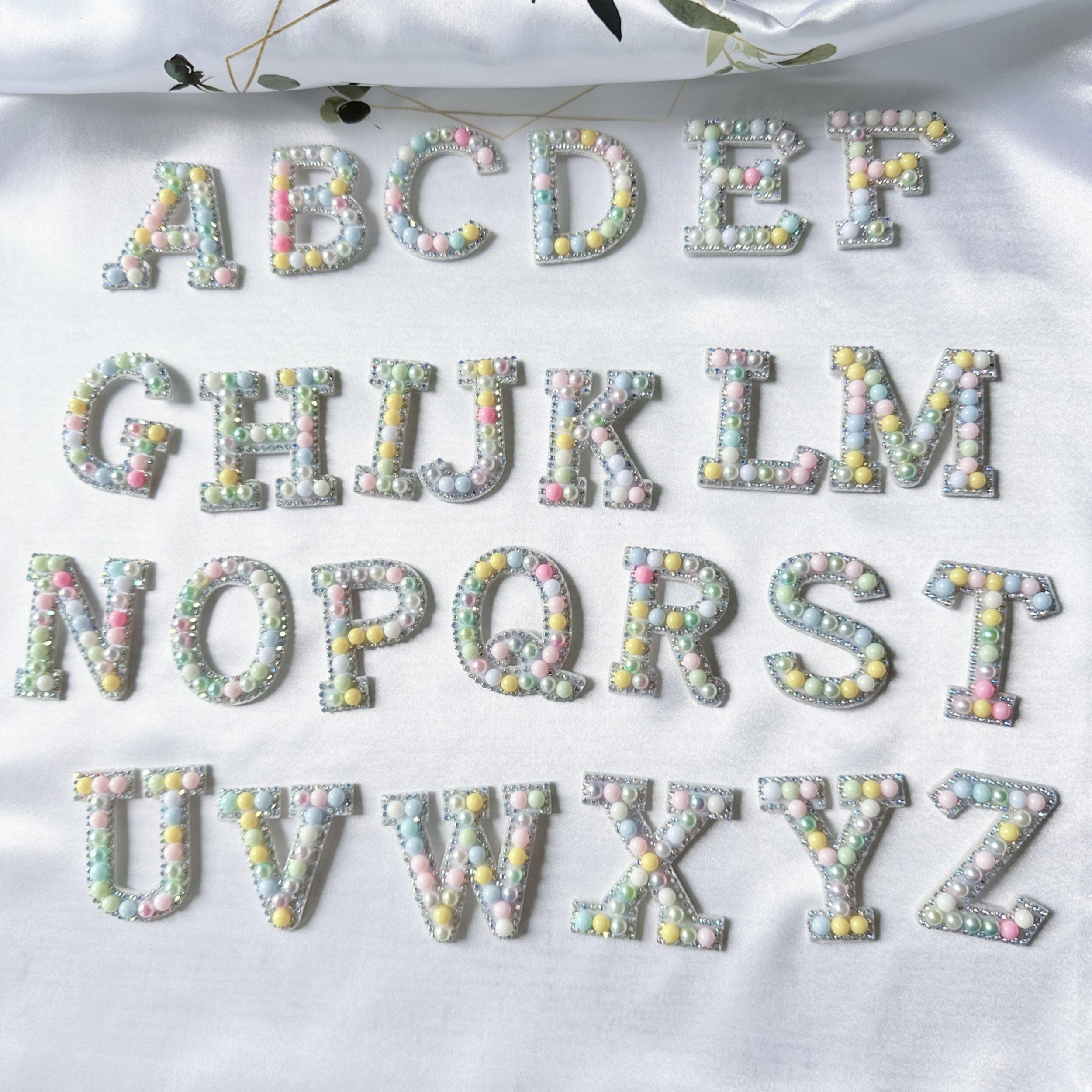 26pcs Alphabet Rhinestone Pearl Bead Letter Patch Stickers DIY Accessories