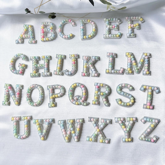 26pcs Alphabet Rhinestone Pearl Bead Letter Patch Stickers DIY Accessories
