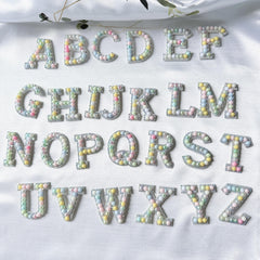 26pcs Alphabet Rhinestone Pearl Bead Letter Patch Stickers DIY Accessories