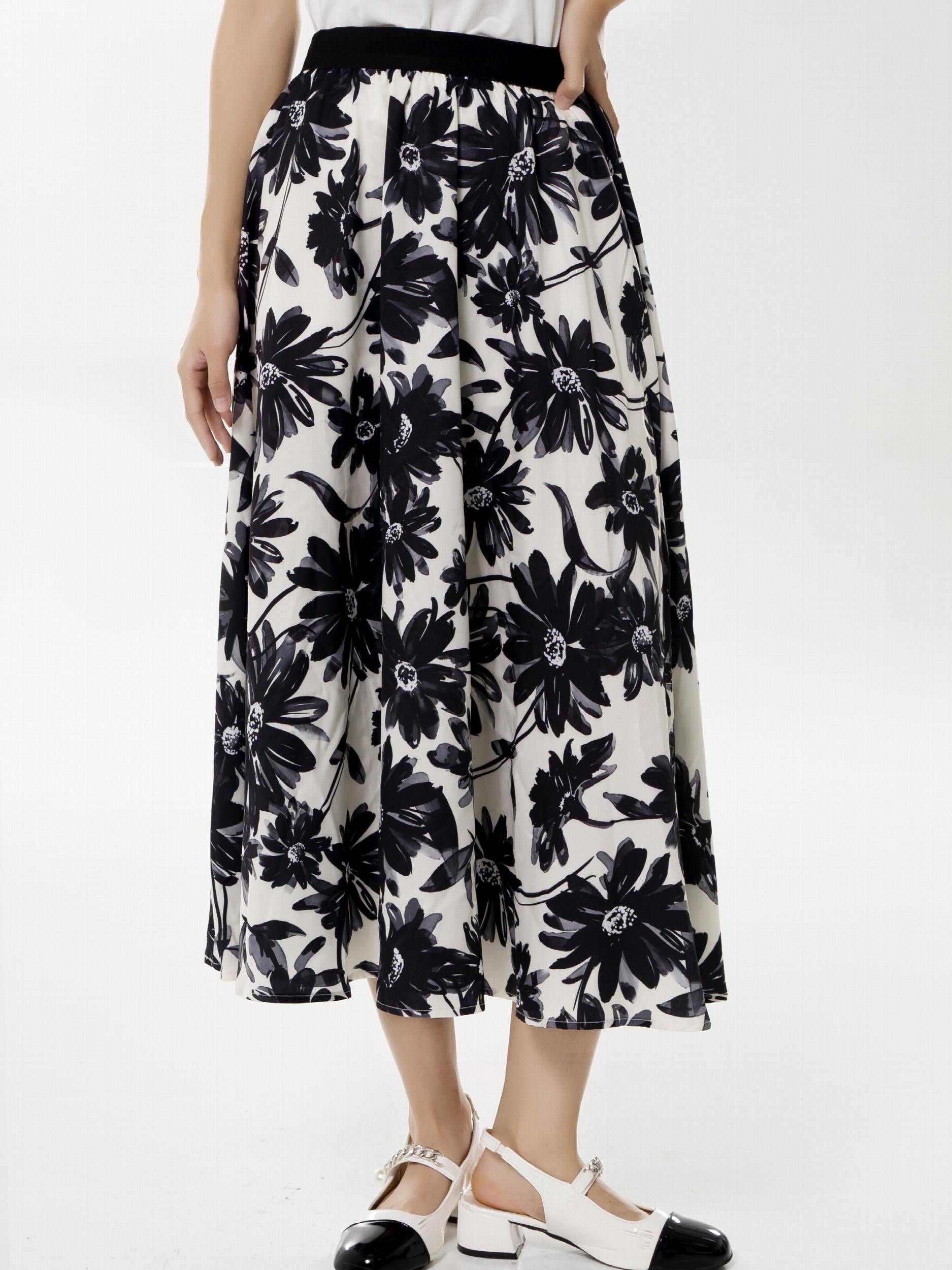 Floral Print High Waist Skirt for Women