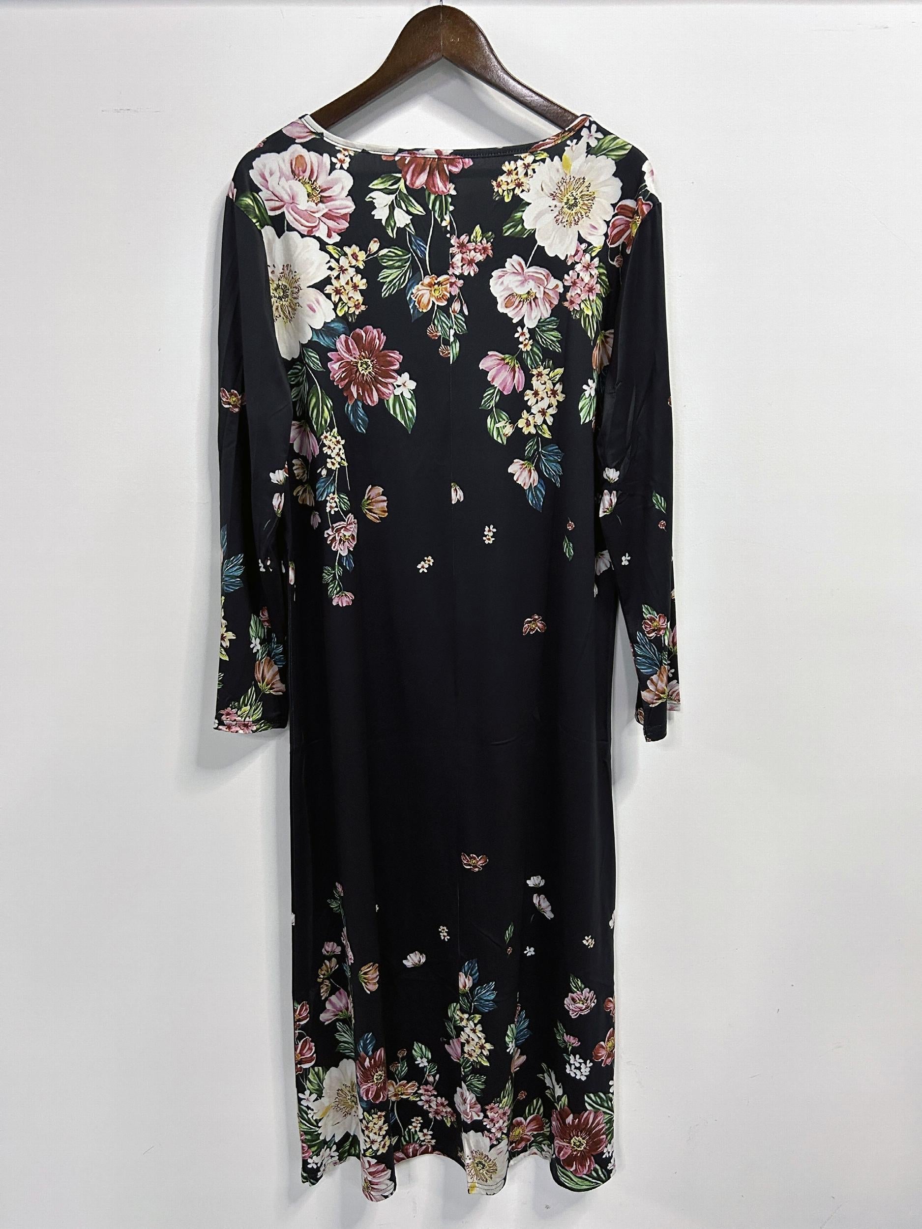 Floral Print Long Sleeve Maxi Dress