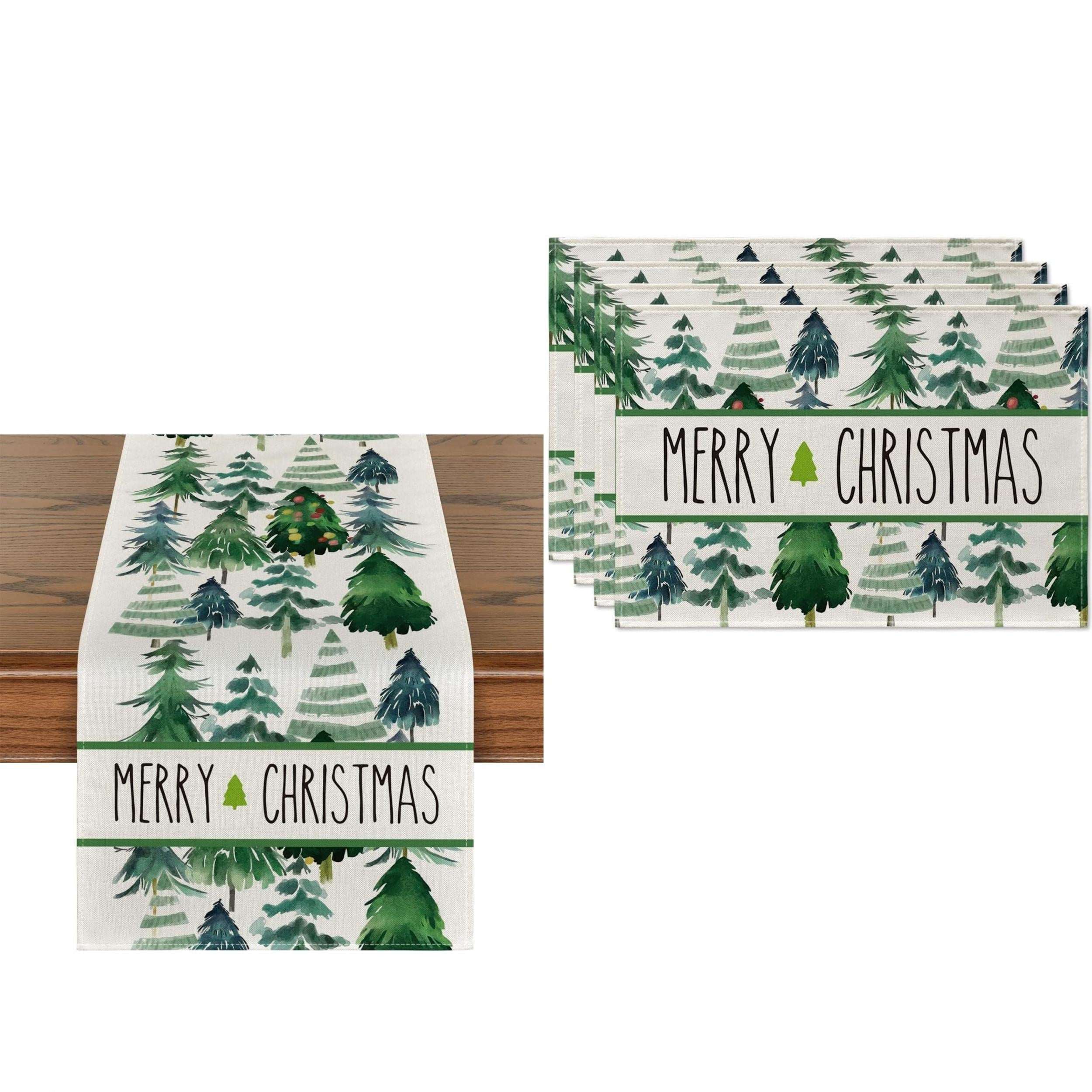 Watercolor Christmas Themed Table Mat Cover